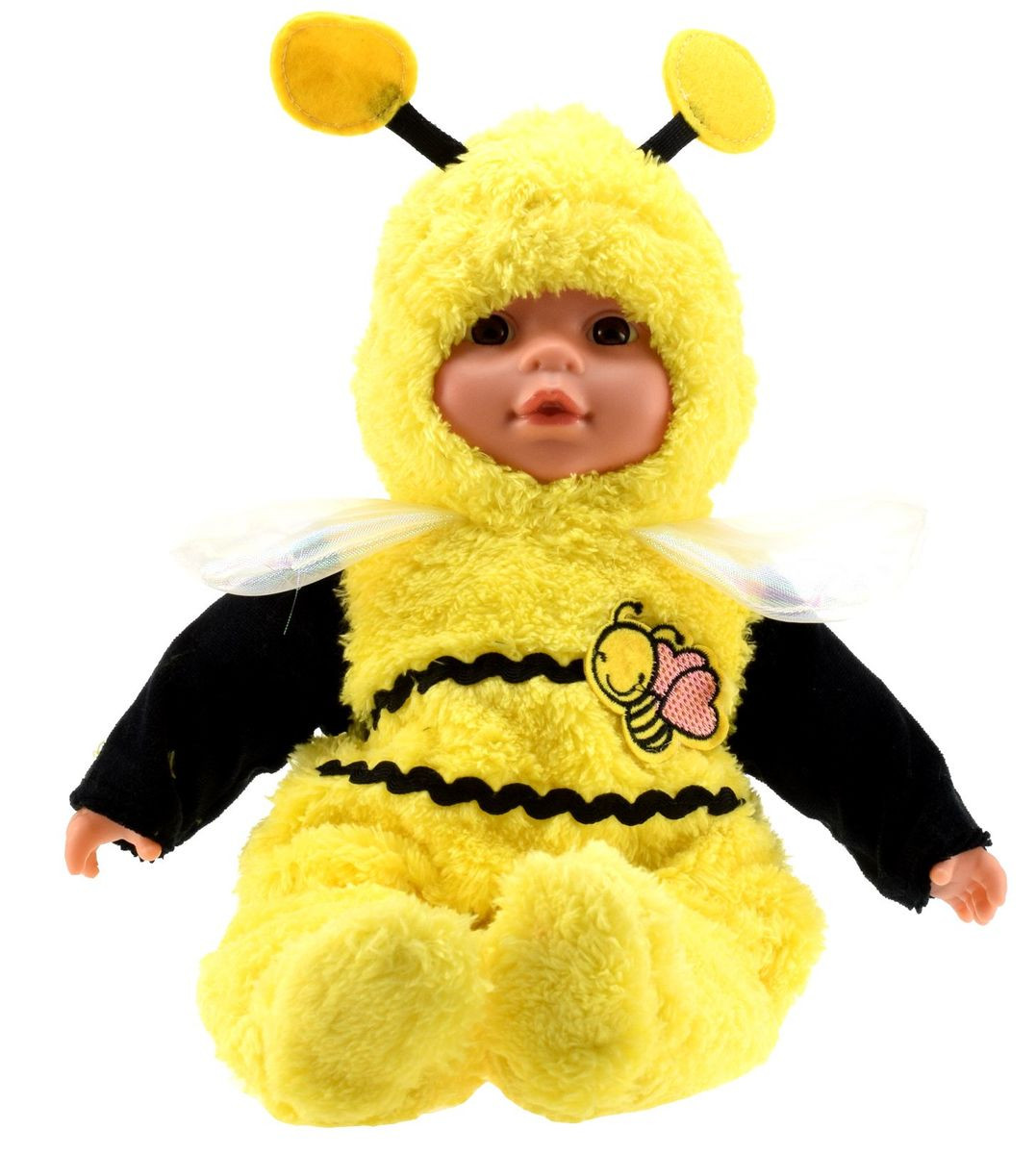 babypop met dierenpyjama bijtje geel