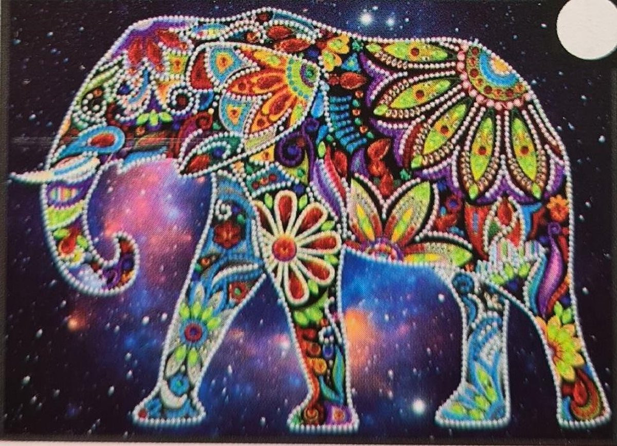 Diamond painting - Glow in the Dark (25x35cm) - olifant