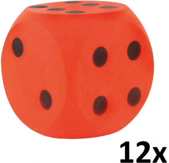 Foam dobbelsteen 16 x 16cm Rood 12 stuks