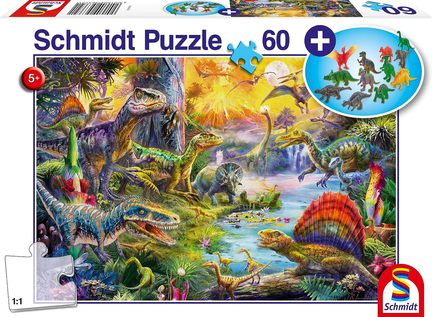 Schmidt - Dinosaurussen (60) - Puzzel + Miniaturen