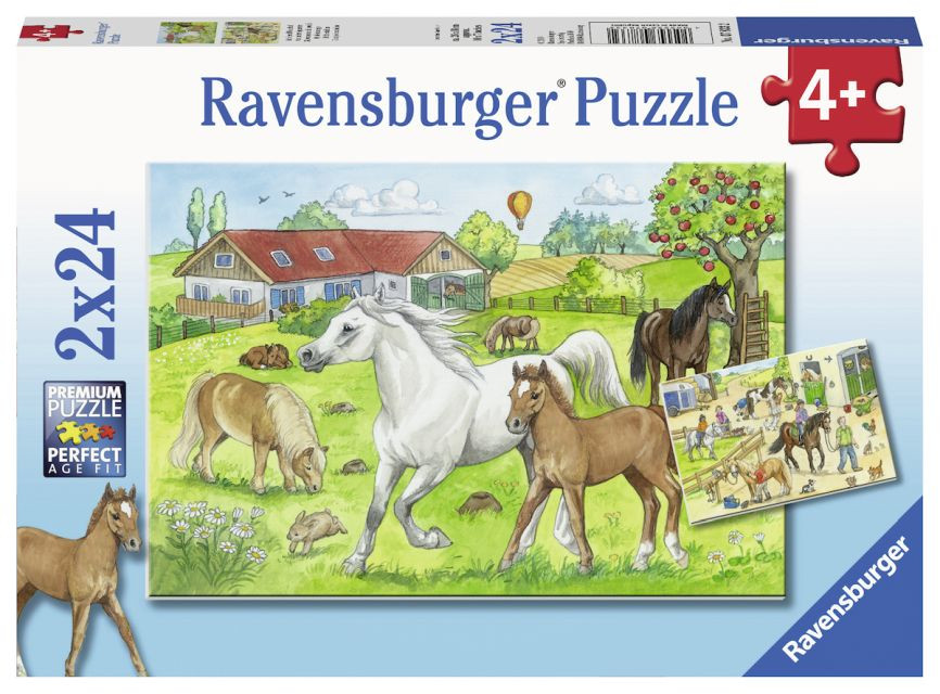 Ravensburger - Op de manege (2x24) - Kinderpuzzel