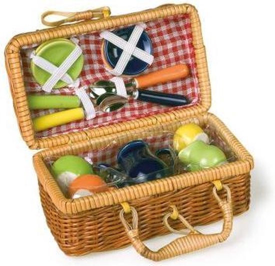 Rieten Poppen Picknickmand met Theeservies