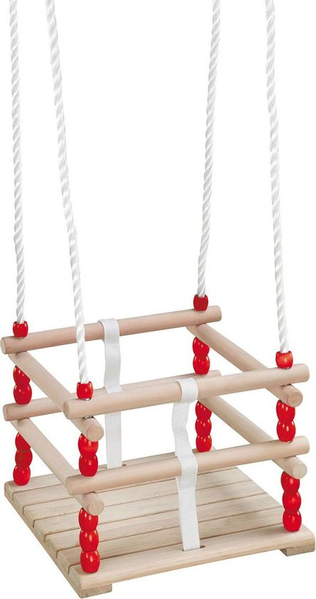 Hudora Houten Babyschommel - rode kralen