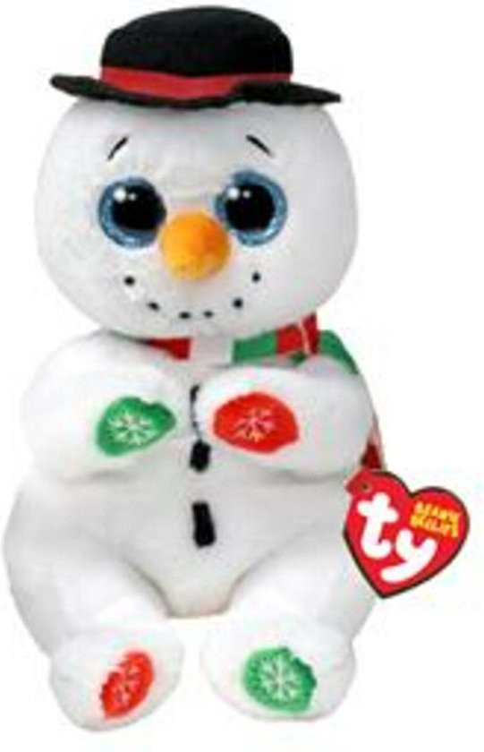 0008421412860 - TY Beanie Boo's Babies Bellies Christmas Snowman- 15cm