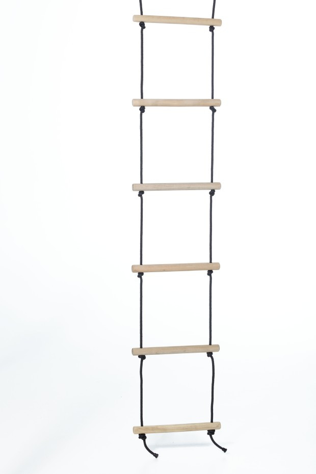 Dice - Touwladder met 6 Sporten - Zwart Gevlochten Touw