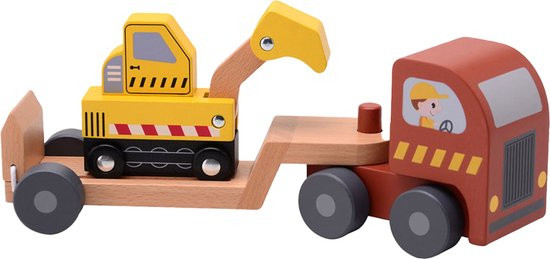 8711866801558 - Joueco Houten Oplegger met Graafmachine