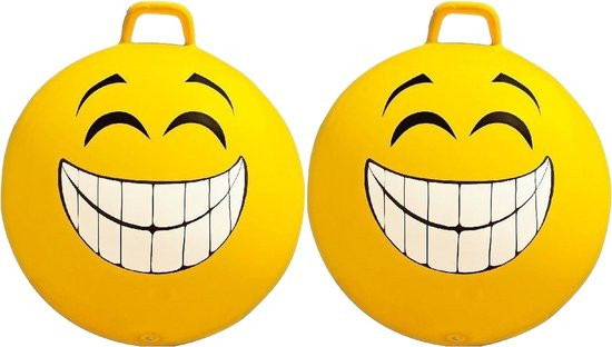 Skippybal smiley voor kinderen 65 cm geel