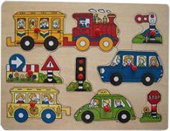 Houten noppen puzzel - voertuigen