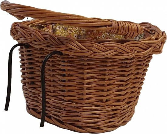 Rieten fietsmandje leren bandjes 