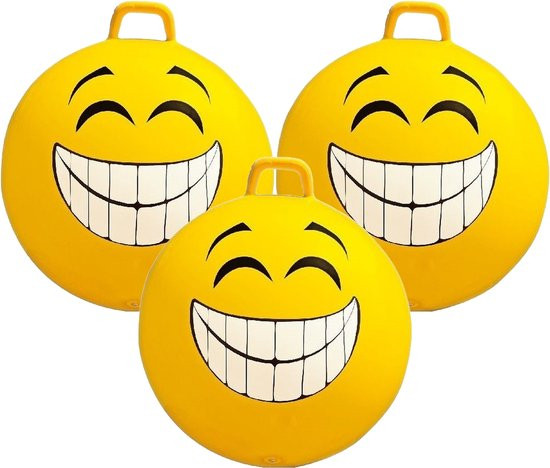 Skippybal smiley voor kinderen 65 cm geel