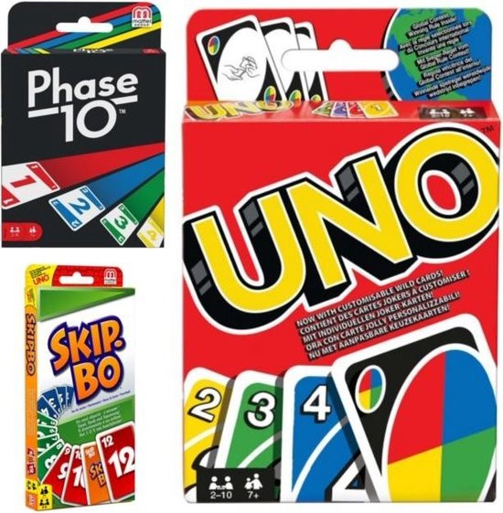 Spellenbundel - 3 Stuks - Uno &Phase 10 & Skip-Bo
