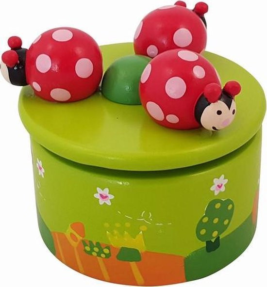 Muziekdoosje met 3 lieveheersbeestjes rond
