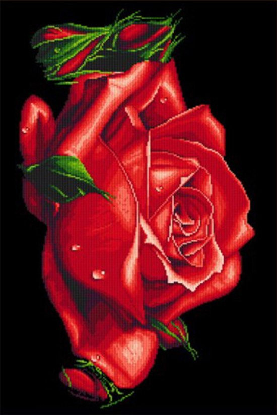 Diamond Painting - (10x15cm) - Rode Roos