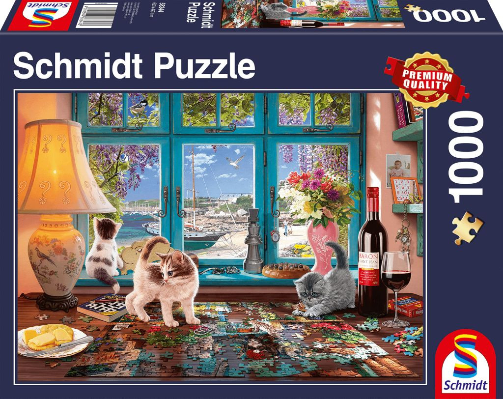 Schmidt - Bureau van een Puzzelaar, katten (1000) - Puzzel