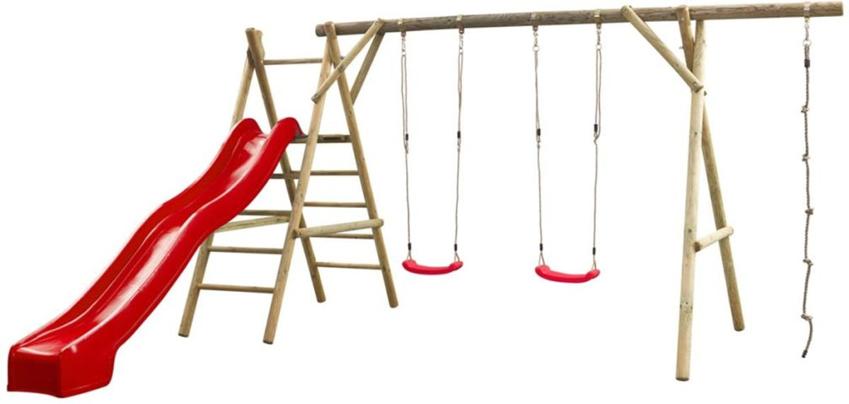 Houten Speeltoestel met Glijbaan Noortje - Rood
