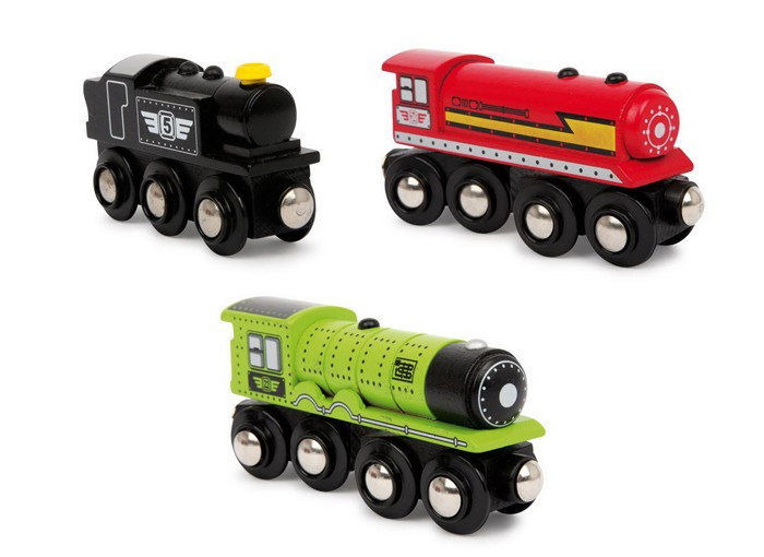Locomotief Set van 3 voor houten treinbaan