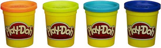 Play-Doh 4 potjes klei - 448 gram - blauw/oranje/aqua/geel