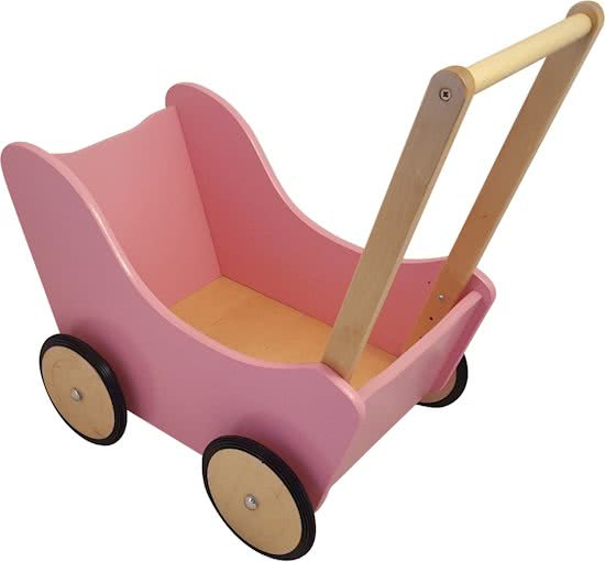 Houten Poppenwagen Fuchsia Zachtroze