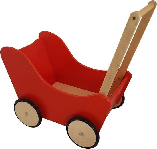 Houten Poppenwagen Rood