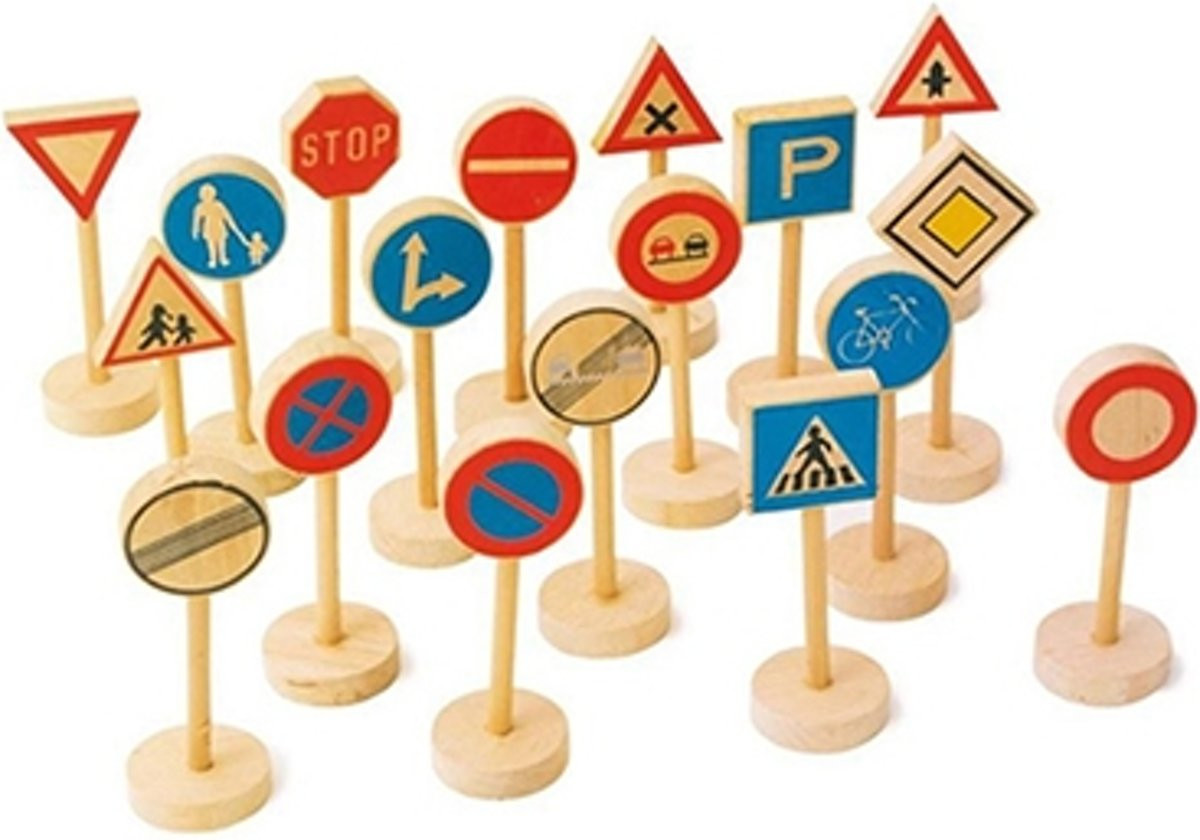 Houten Verkeersbordenset, 18dlg.
