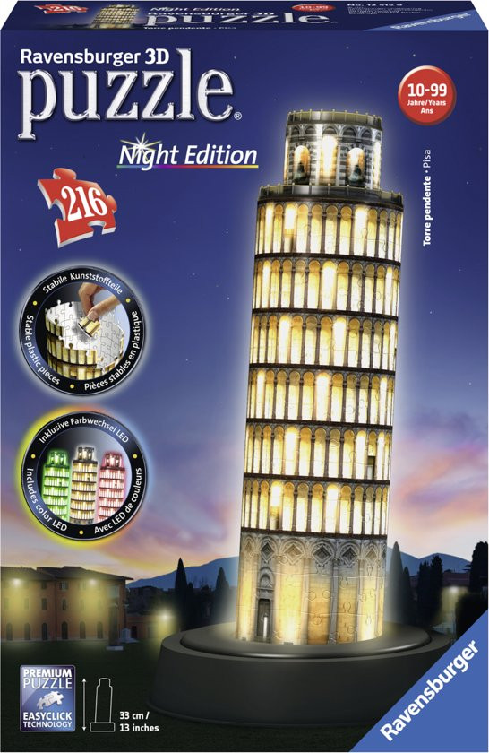 Ravensburger 3D puzzel - Toren van Pisa Night Edition (216)