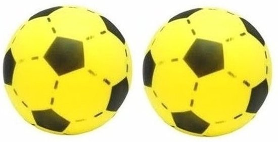 2x Foam softbal voetbal geel 20 cm