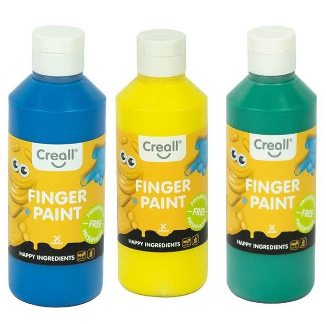 Creall Vingerverfset 250ml, blauw-geel-groen - nature