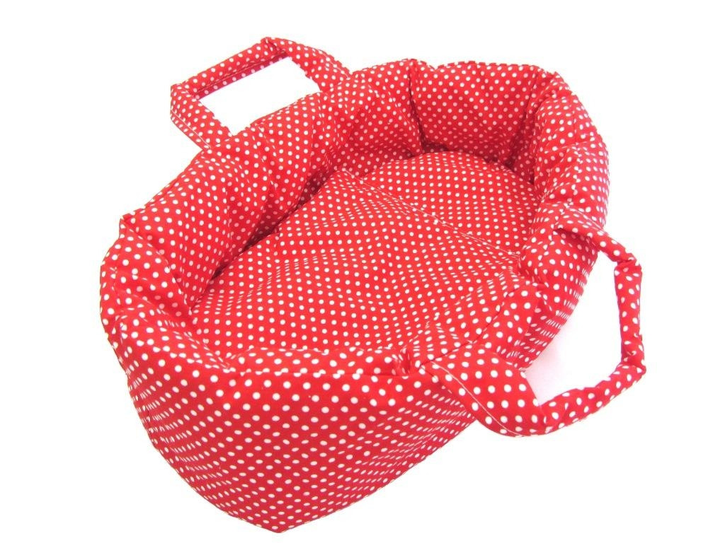 Poppendraagmand Rood met stipjes 32cm