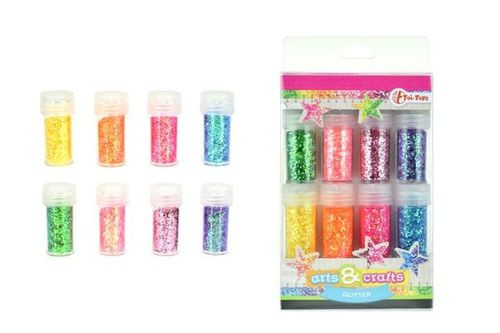 Arts & Crafts potjes glitters 8 st - 7x2 cm