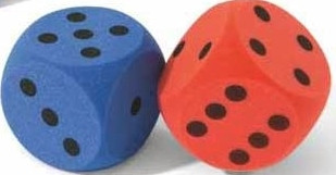 Foam dobbelsteen Rood en Blauw Foam dobbelsteen Rood en Blauw