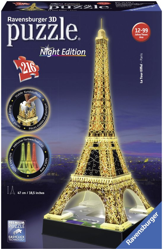 Ravensburger 3D puzzel - Eiffeltoren-Night Edition (216)