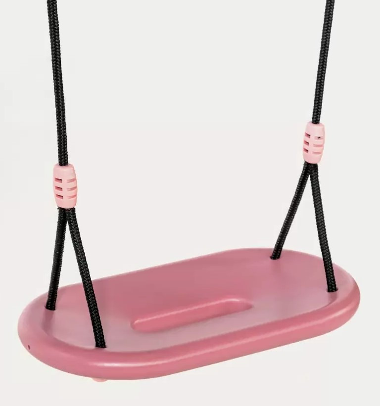 Dice - Ergonomisch Schommelzitje  XXL - zwart gevlochten touw -  Pastelroze