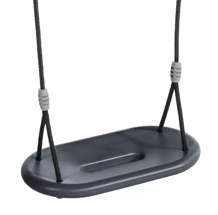 Dice - Ergonomisch Schommelzitje XXL - zwart gevlochten touw - Antraciet/Grijs Dice - Ergonomisch Schommelzitje XXL - zwart gevlochten touw - Antraciet/Grijs