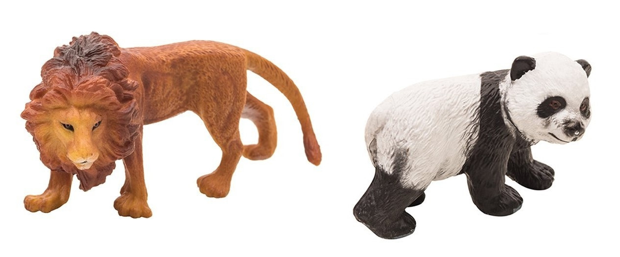 Wilde dieren - set van 2 - Leeuw en Pandabeer