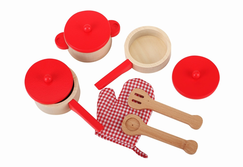 Playwood - Houten Pannenset Rood 9 delig