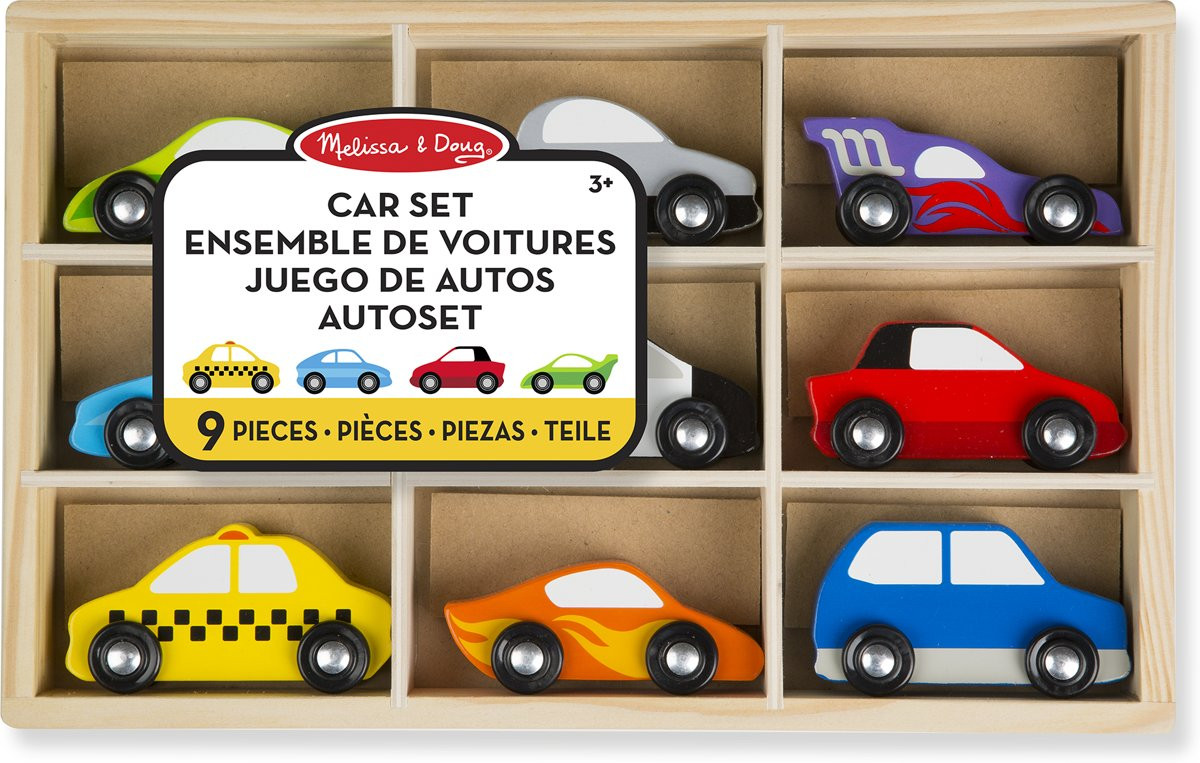 Melissa & Doug - Houten Autoset - 9 auto's