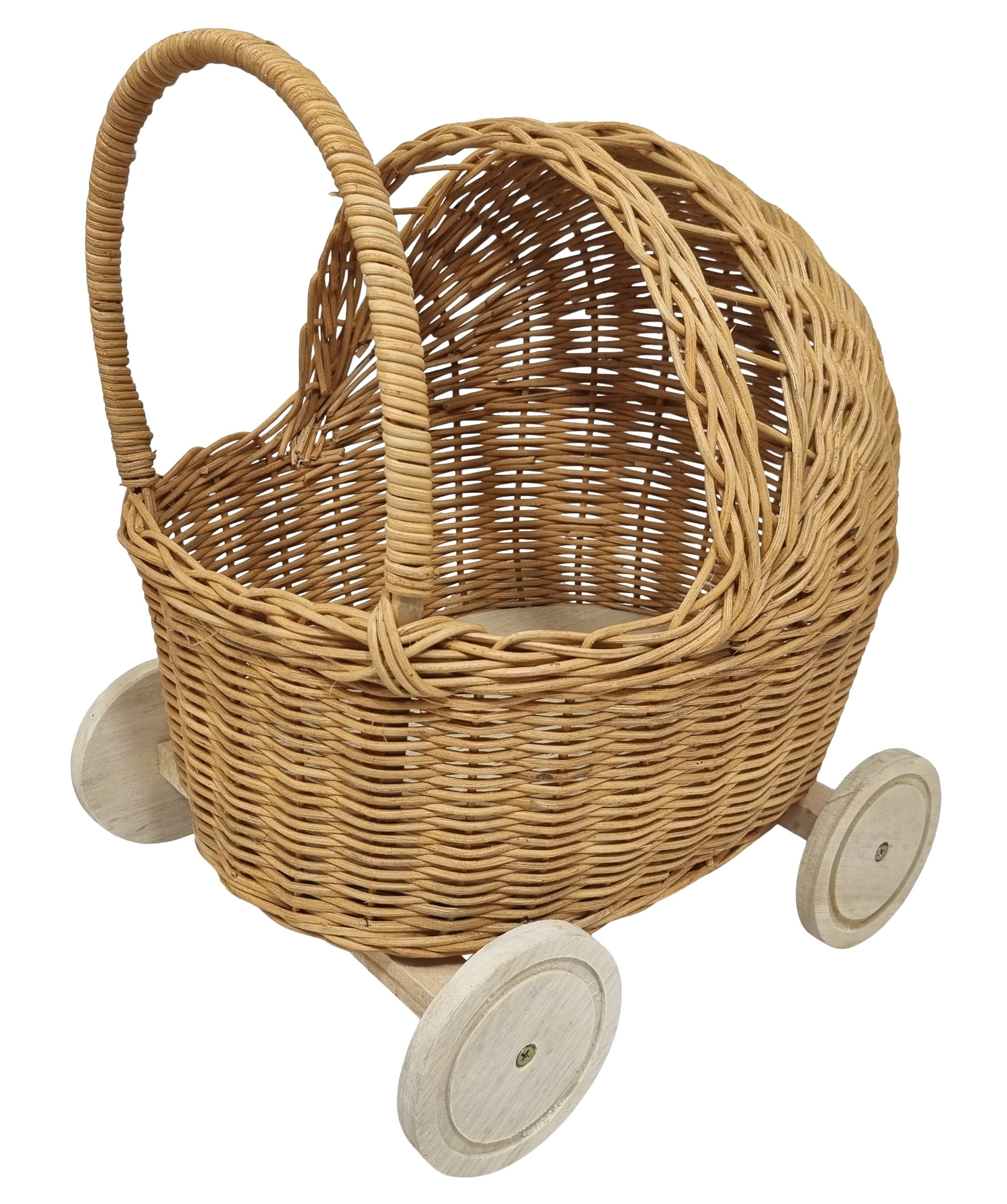Mini Poppenwagen Riet Zonder Bekleding - Houten Wielen Mini Poppenwagen Riet Zonder Bekleding - Houten Wielen