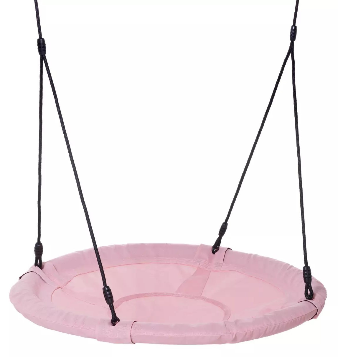 Dice - Nestschommel Pastel Roze Ø100cm - Zwart Gevlochten Touw