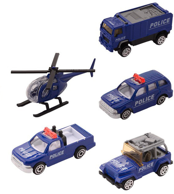 Politie Voertuigen 1:64 In Display - 5 stuks