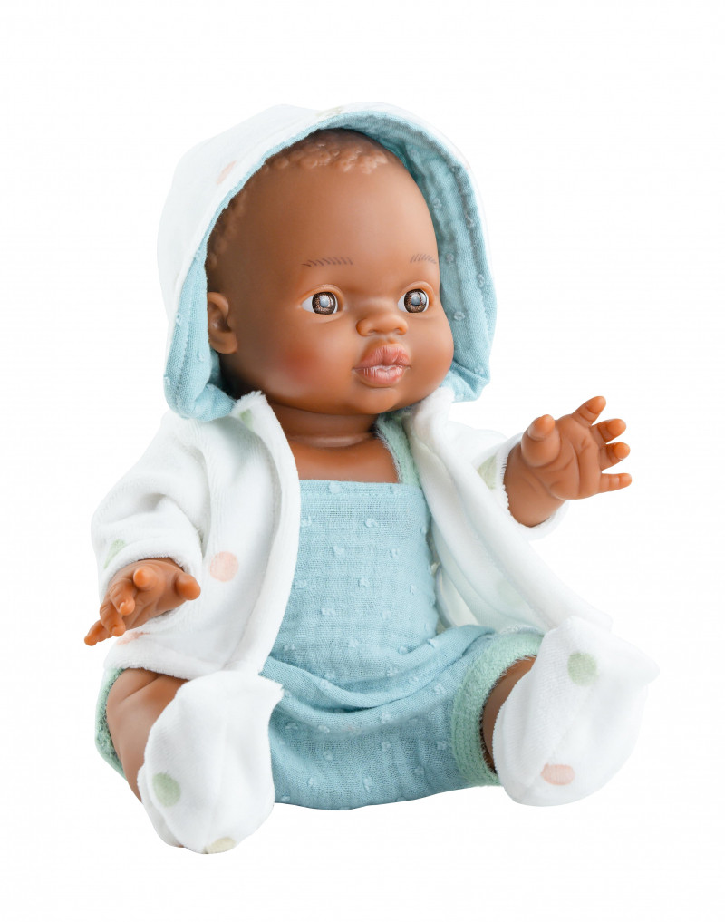 Paola Reina - Babypop Gordi Fran - Donkere jongen met kleren - 34cm