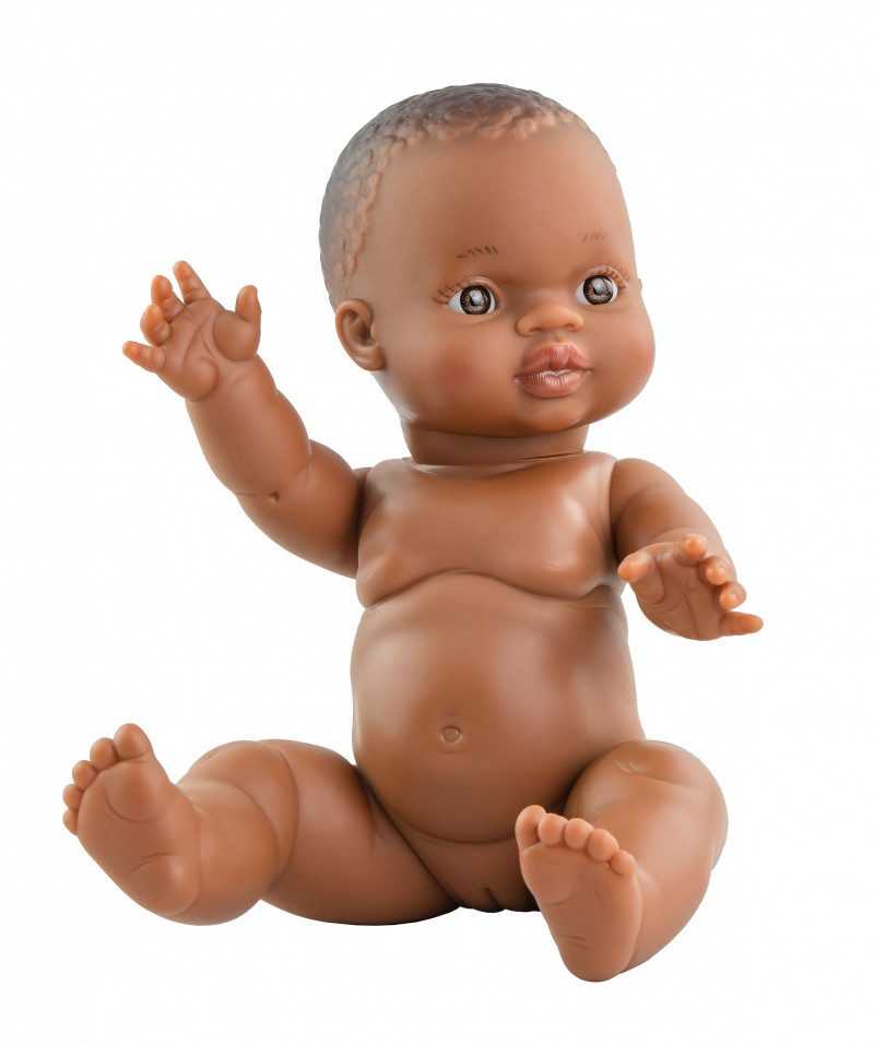 Paola Reina - Babypop Gordi Amparo - Donker meisje zonder kleren - 34cm