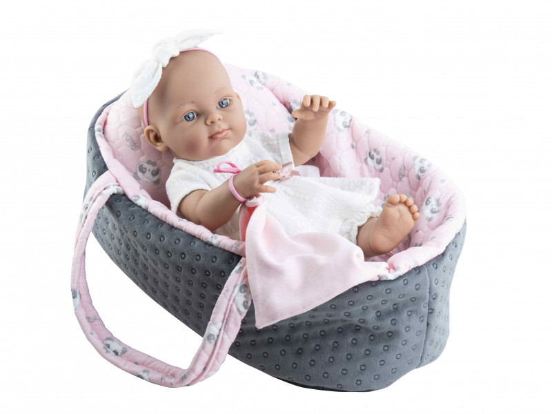 Paola Reina - Babypop Minipikolines - Meisje met Reiswieg (32cm)