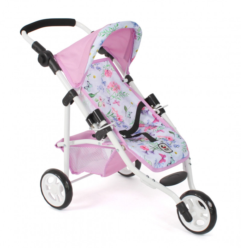 Poppenbuggy Jogging Lola (bloemen wit/roze)