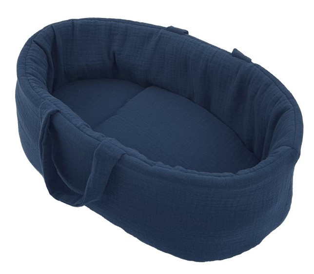 Hollie - Poppendraagmand 38cm - Indigo Mousseline
