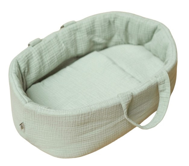 Hollie - Poppendraagmand 38cm - Old Green Mousseline Hollie - Poppendraagmand 38cm - Old Green Mousseline