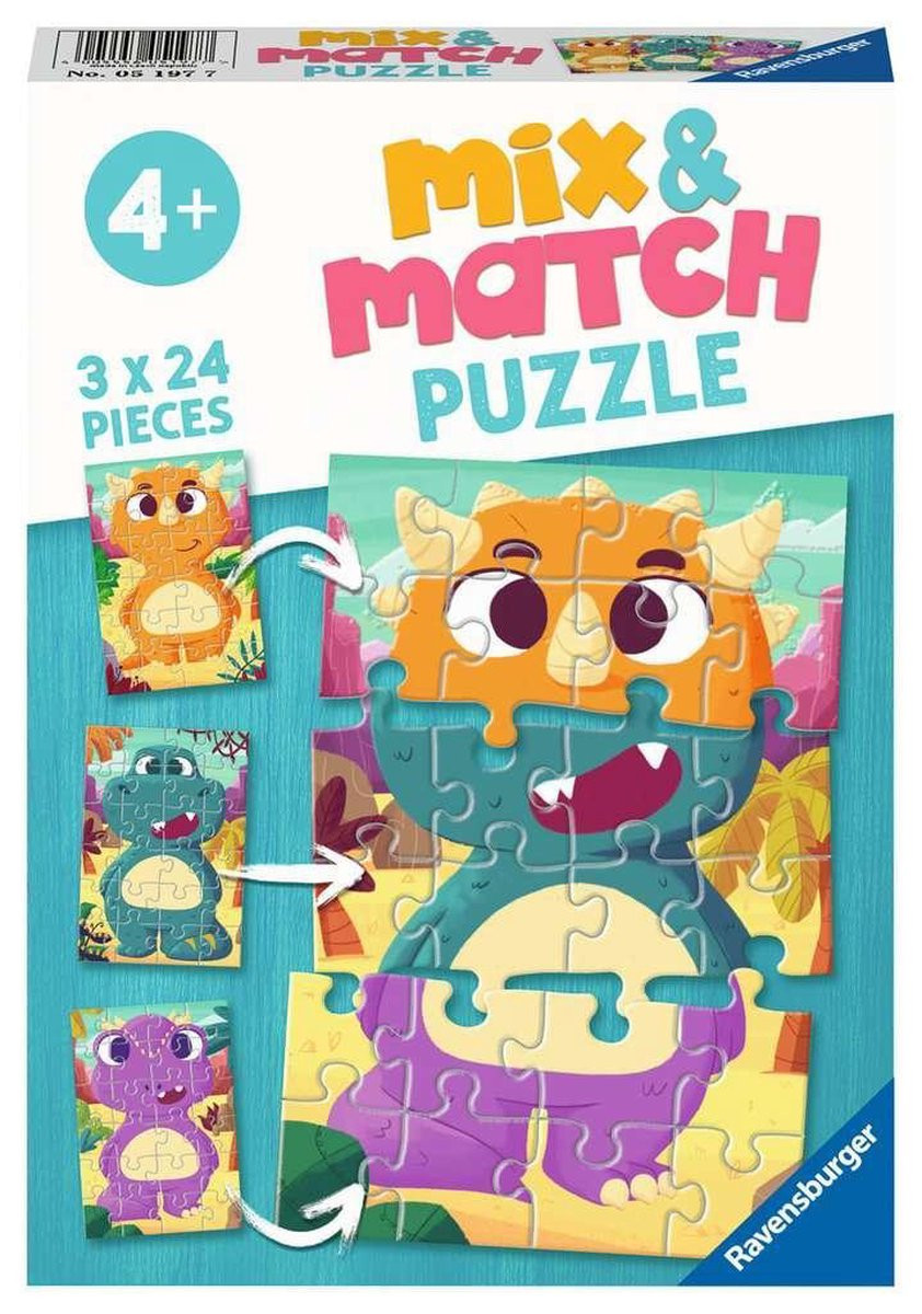Ravenburger - Mix & Match Schattige dino´s (2x24) - Kinderpuzzel