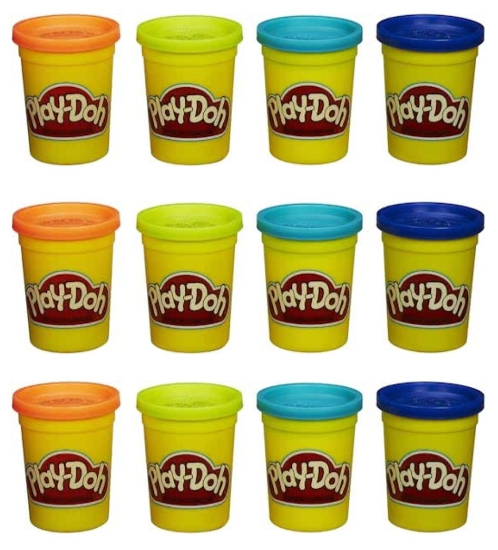 Play-Doh12 potjes klei - 1344 gram - blauw/oranje/aqua/geel