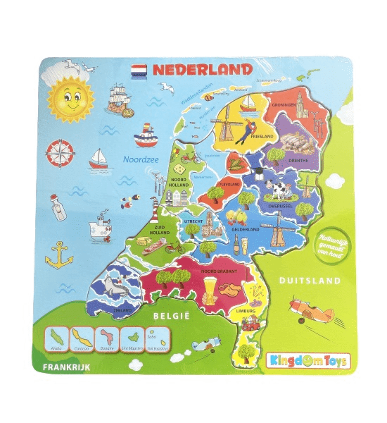 Kleurrijke Houten legpuzzel - Nederland met afbeedlingen