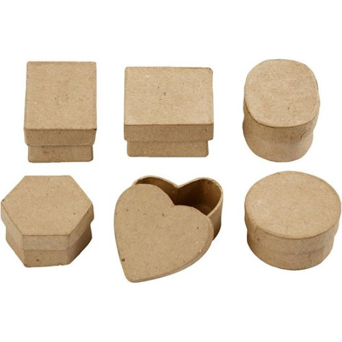 Creotime Mini-dozen Papier-maché 4-6 Cm Bruin 6 Stuks