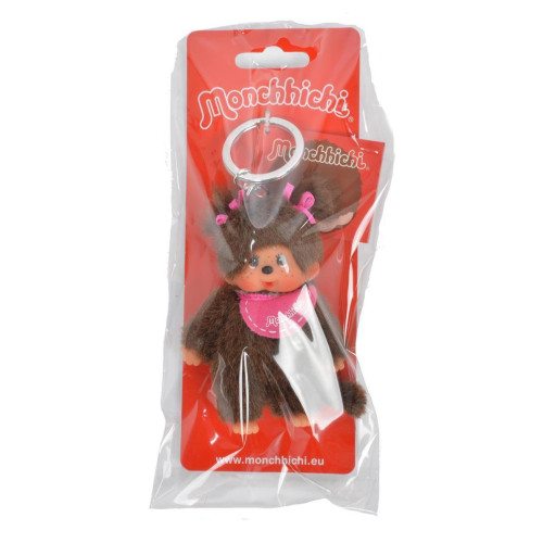 Monchhichi - 10 cm sleutelhanger - slab fuchsia (2 staartjes)